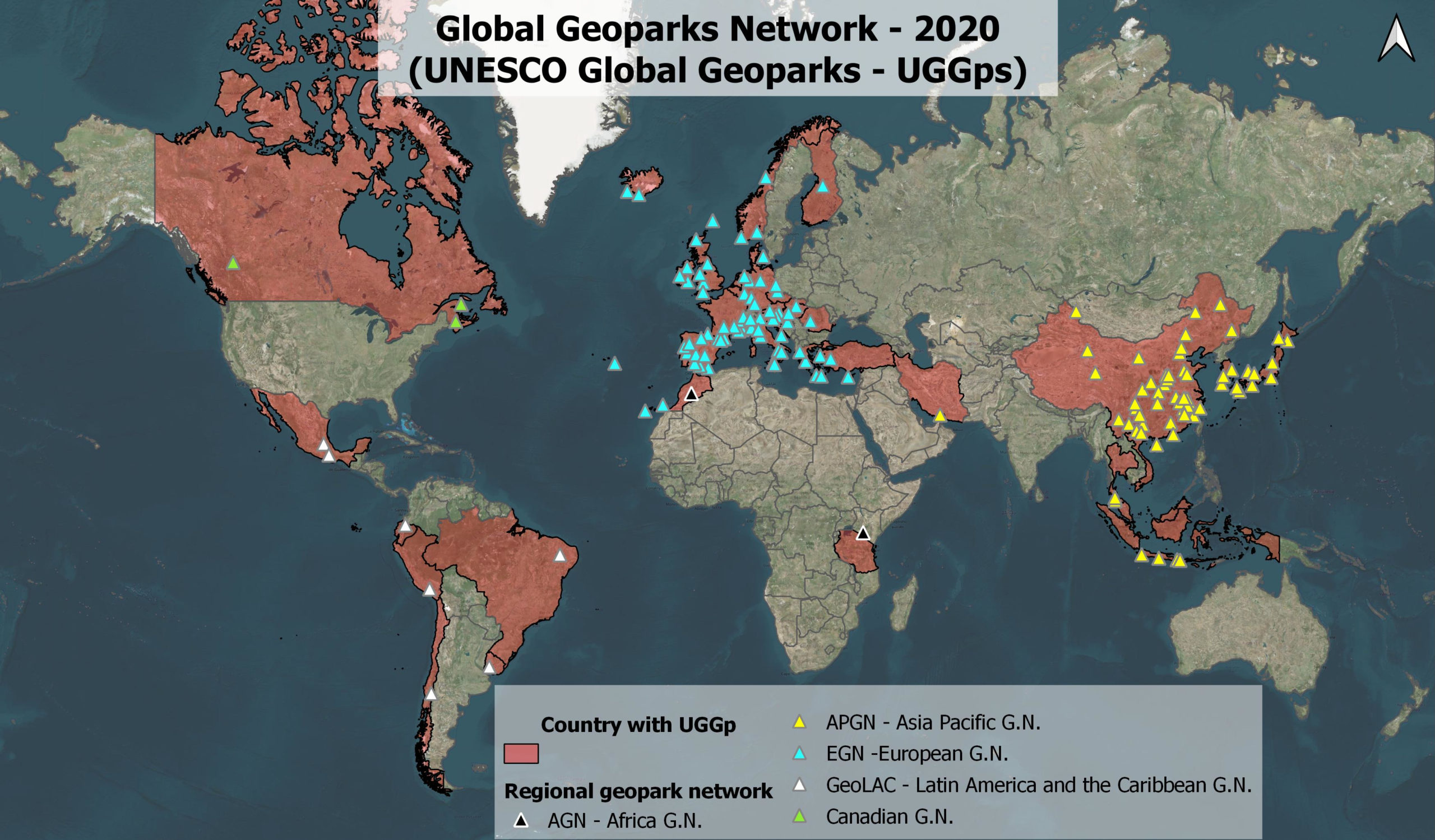 Mappa mondiale dei Geoparchi